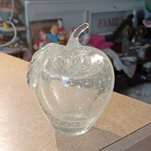 Elegant Clear Glass Apple Figurine